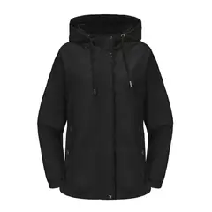 RURUTOTO - Chaqueta impermeable con capucha para mujer Negro