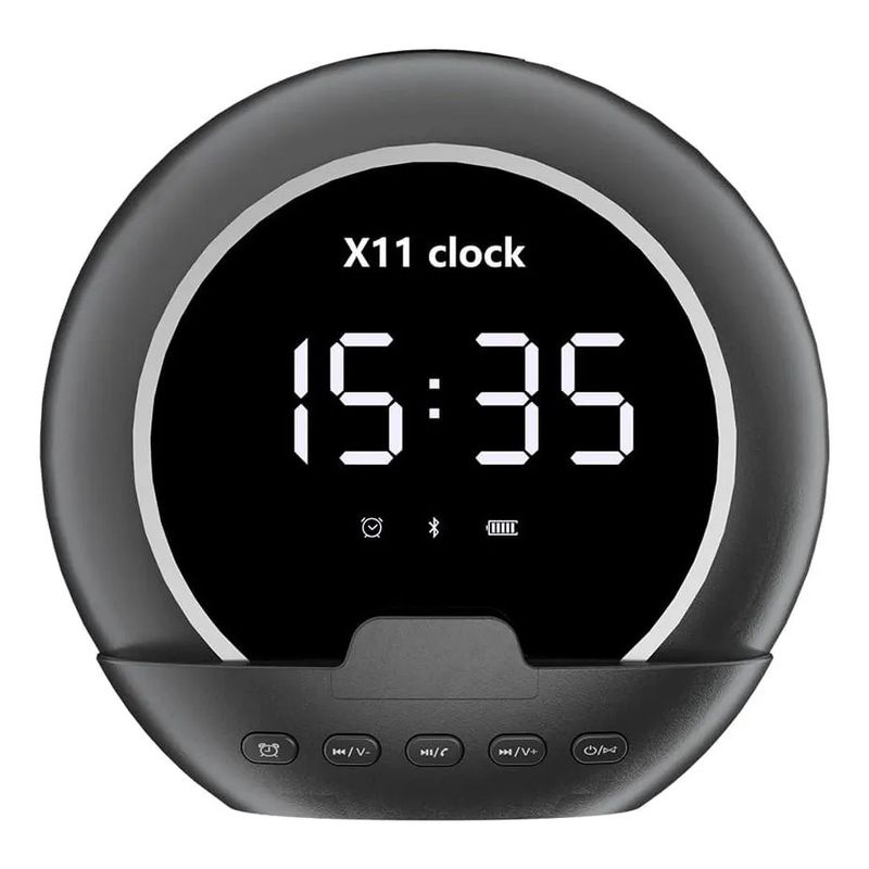 CASTLEN - Parlante Bluetooth Portátil Despertador Digital Con Pantalla Negro
