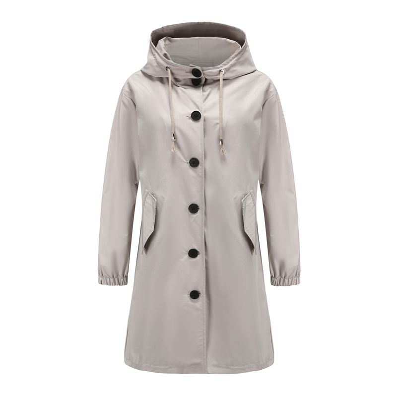 RURUTOTO - Chaqueta Larga Casual Impermeable Mujer Beige