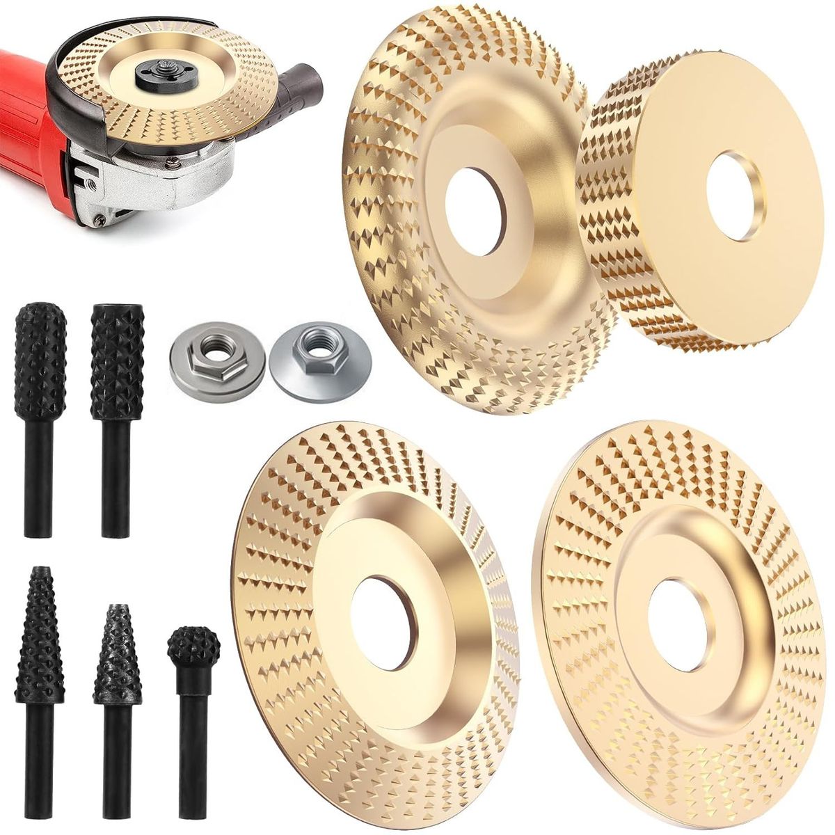 KUANGYE - Juego De 4 Discos Para Tallar Madera+juego De 5 Escofinas