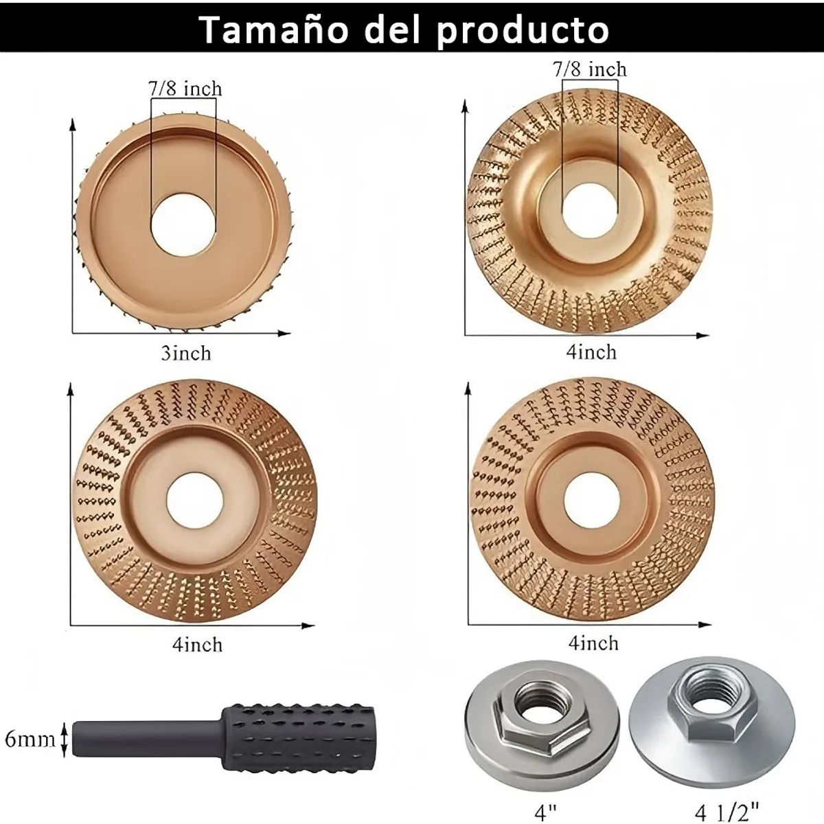 KUANGYE - Juego De 4 Discos Para Tallar Madera+juego De 5 Escofinas