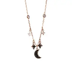 SWAROVSKI - Symbolic Moon & Stars Crystal Necklace - Black