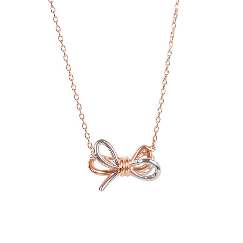 SWAROVSKI - Swarovski Lifelong Bow Two-Tone Crystal Necklace  - Rose Gold-Plated