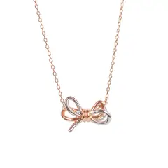SWAROVSKI - Lifelong Bow Two-Tone Crystal Necklace - Rose Gold-Plated