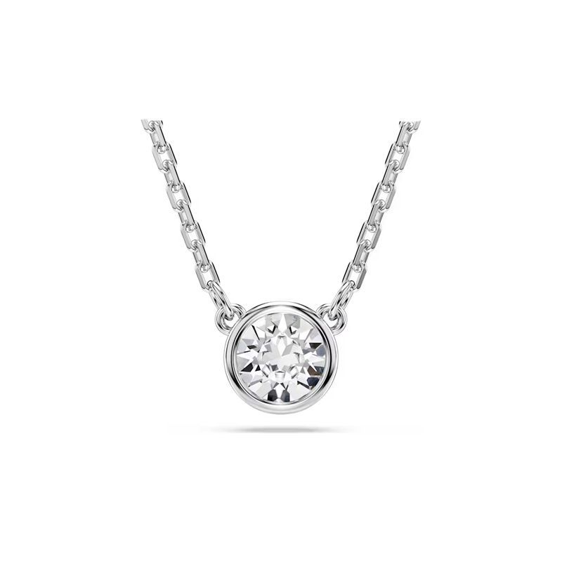 SWAROVSKI - Swarovski Imber Single Round Crystal Pendant Necklace  - Rhodium-Plated