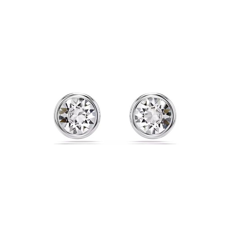 SWAROVSKI - Swarovski Single Round Crystal Stud Earrings  - Rhodium-Plated