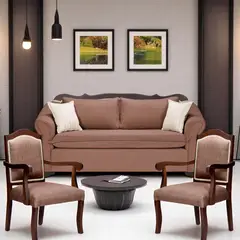SITIAL HOME - Juego de Living 311 Teheran Cafe, sofa resortes + 2 sitiales madera
