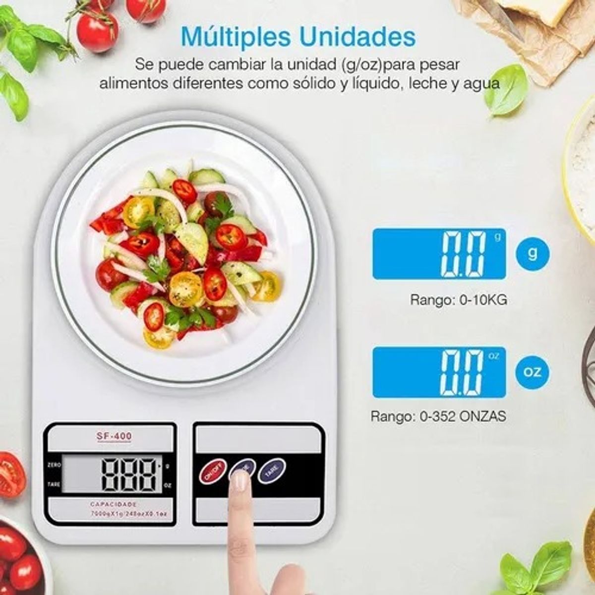 EVERSO - Bascula Digital Gramera Para Cocina Para Alimentos 10kg