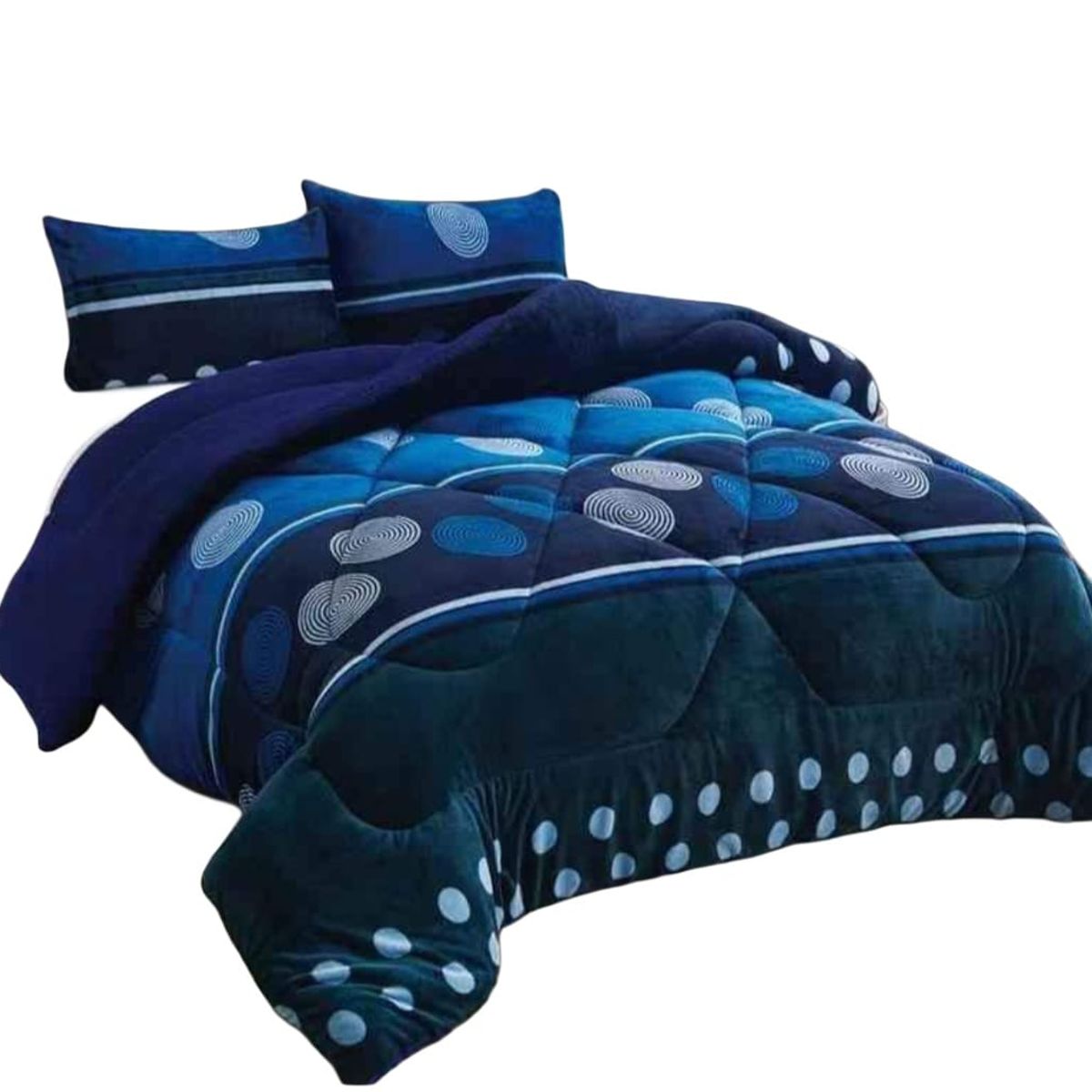GENERICO - Cubrecama de Invierno Plush con Chiporro 2 plazas Azul CS2209