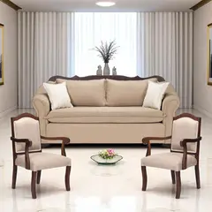 SITIAL HOME - Juego de Living 311 Teheran beige sofa resortes + 2 sitiales madera