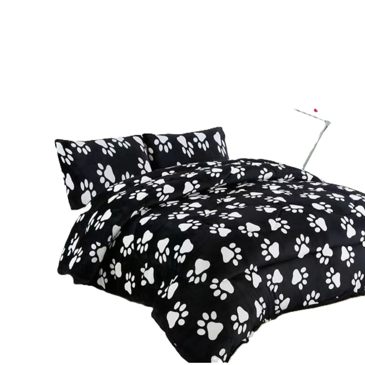 GENERICO - Cubrecama de Invierno Plush con Chiporro 2 plazas Negro Patitas F027