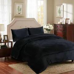 GENERICO - Cubrecama de Invierno Plush con Chiporro 2 plazas Negro