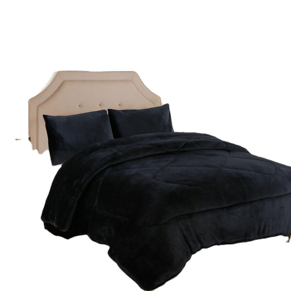 GENERICO - Cubrecama de Invierno Plush con Chiporro 2 plazas Negro