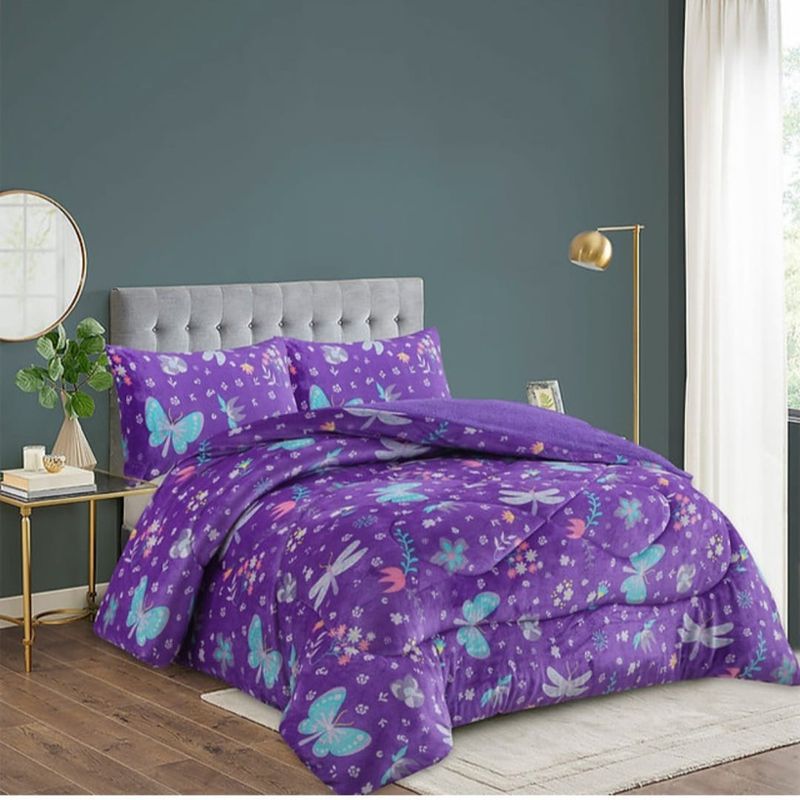 GENERICO - Cubrecama de Invierno Plush con Chiporro 2 plazas Morado 193