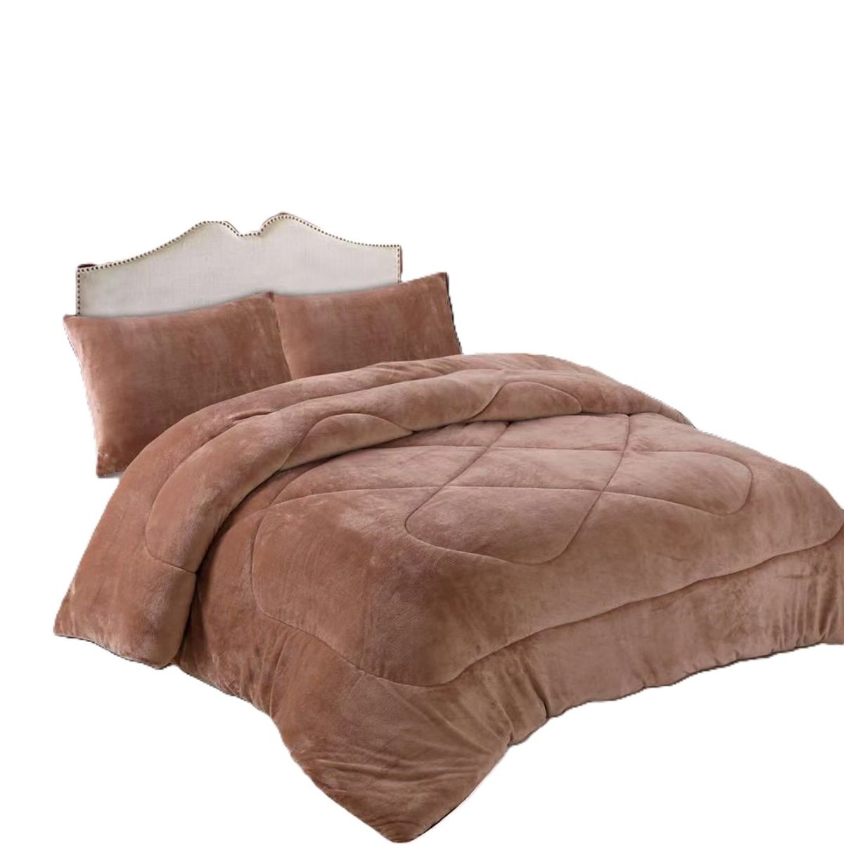 GENERICO - Cubrecama de Invierno Plush con Chiporro 2 plazas Cafe Claro S011