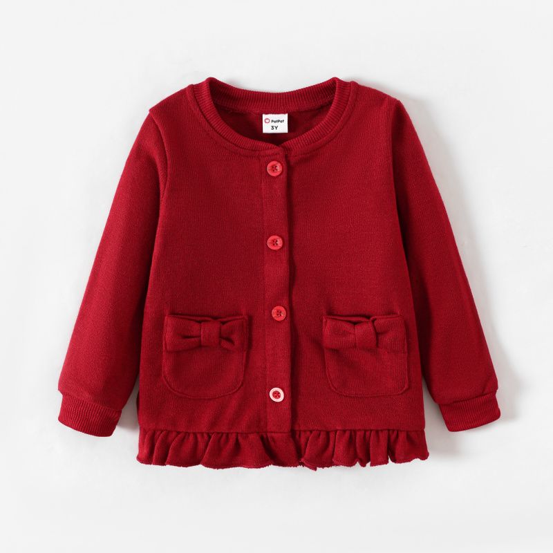 PATPAT - Chaqueta de escuela para niña con volado en el borde y botones
