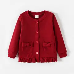PATPAT - Chaqueta de escuela para niña con volado en el borde y botones