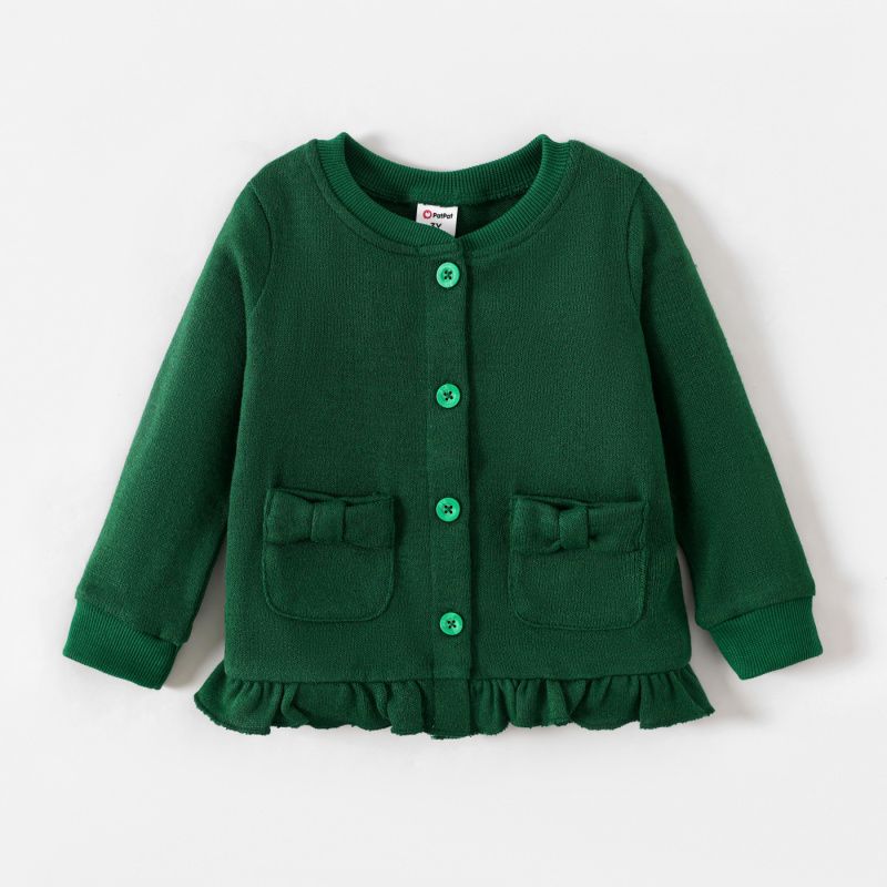 PATPAT - Chaqueta de escuela para niña con volado en el borde y botones