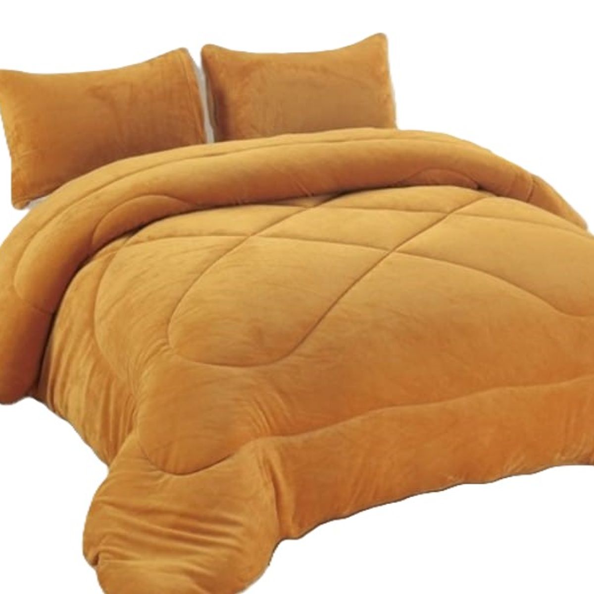 GENERICO - Cubrecama de Invierno Plush con Chiporro 2 plazas Mostaza