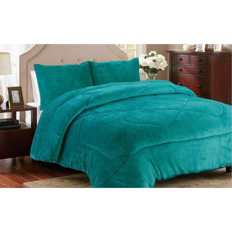 GENERICO - Cubrecama de Invierno Plush con Chiporro 2 plazas Turquesa