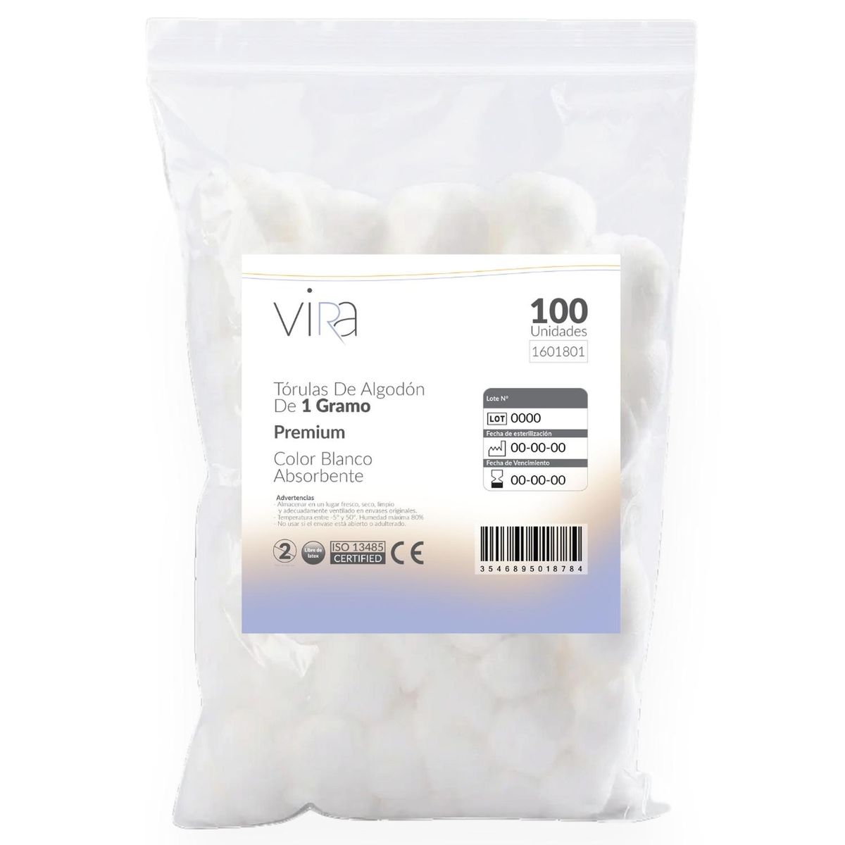 GENERICO - Tórulas de Algodón Premium 1gr X 100 Unidades - viRa