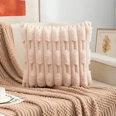 ALTERNATIVE - Funda Cojín Relieve - Beige Aterciopelada 45x45 cm - 448