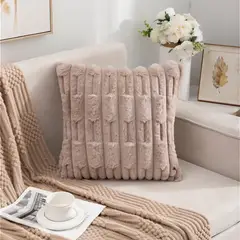 ALTERNATIVE - Funda Cojín Relieve - Marron Aterciopelada 45x45 cm - 448