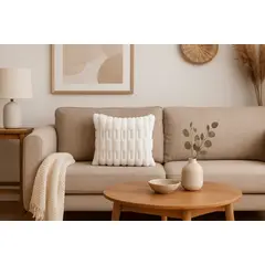 ALTERNATIVE - Funda Cojín 45x45cm Blanca Con Relieve Acolchado 448