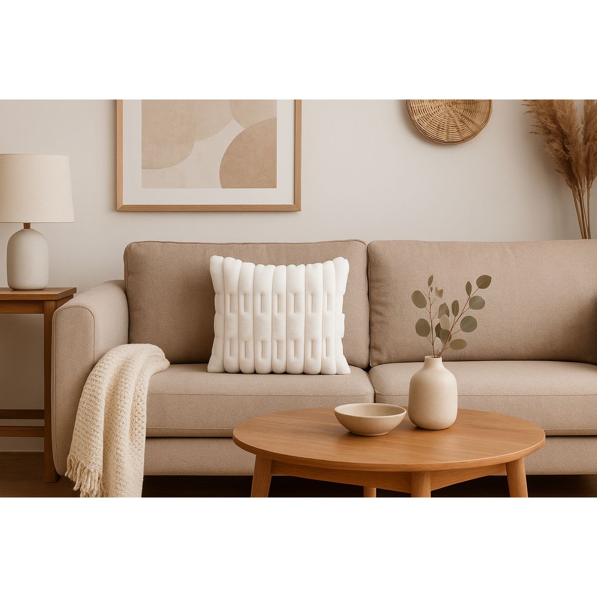 ALTERNATIVE - Funda Cojín 45x45cm Blanca Con Relieve Acolchado 448