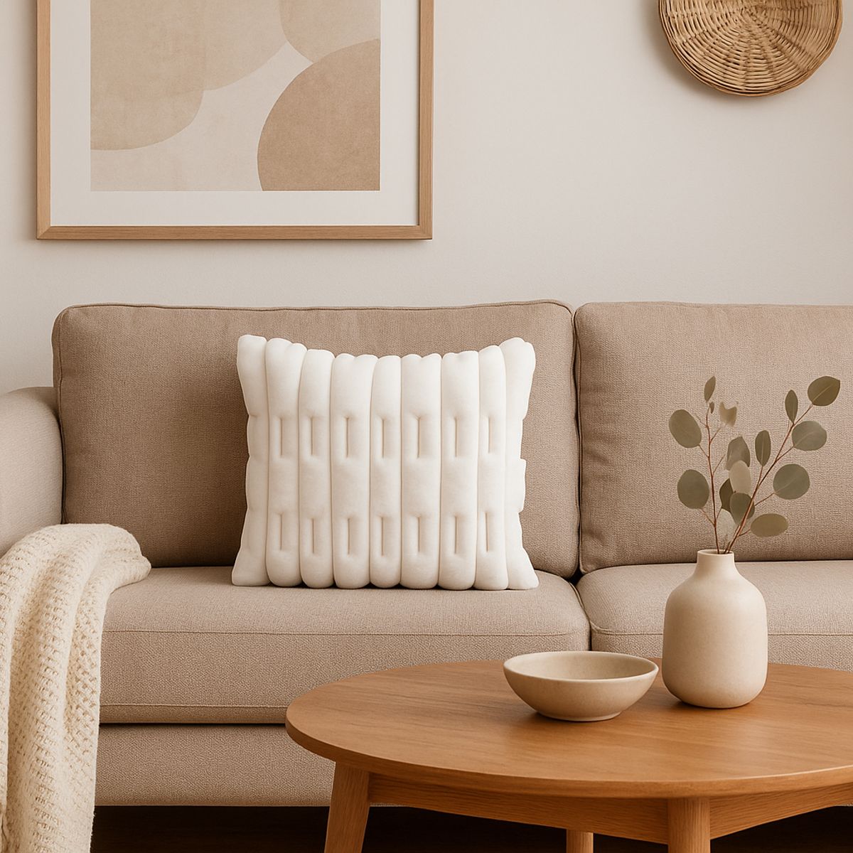 ALTERNATIVE - Funda Cojín Relieve -Blanca Aterciopelada 45x45 cm - 448