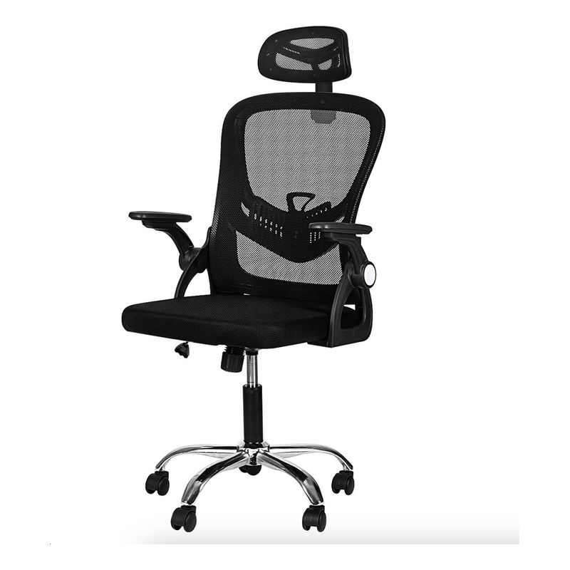 DELI - Silla De Oficina Ergonómica Negra Con Respaldo Biónico