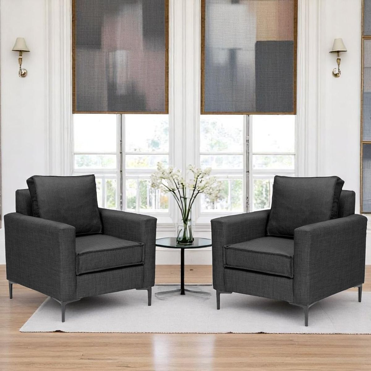 SITIAL HOME - Juego de sofas tipo poltrona  Arthur Marengo con resortes pocket