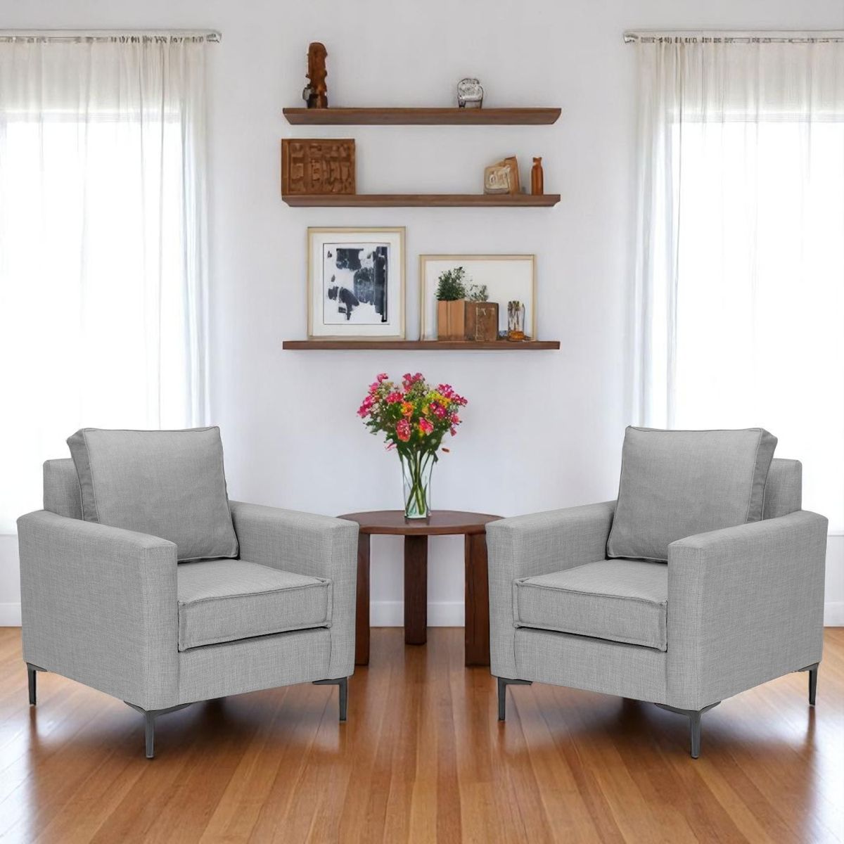 SITIAL HOME - Juego de sofas tipo poltrona  Arthur Gris claro con resortes pocket