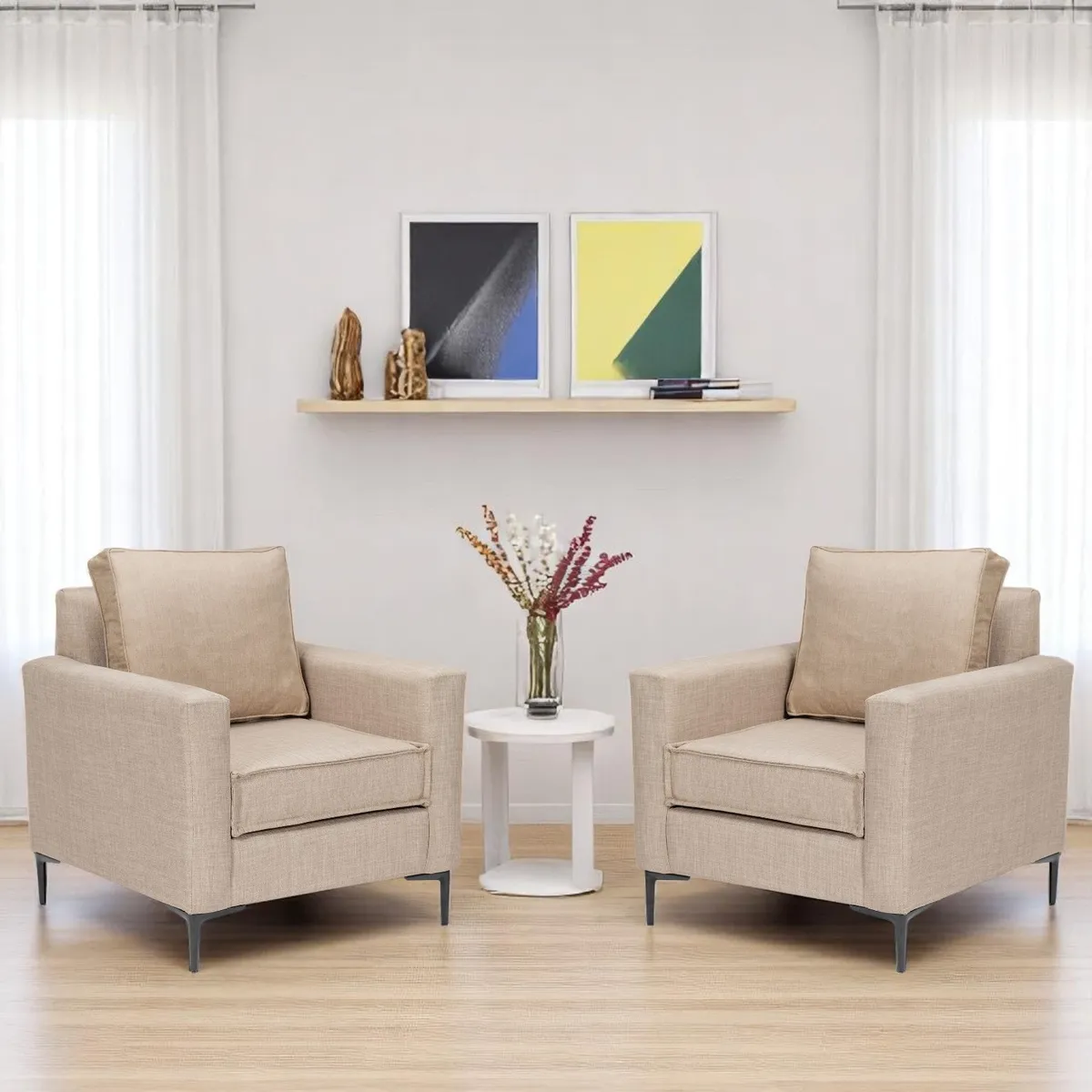 SITIAL HOME - Juego de sofas tipo poltrona  Arthur Beige con resortes pocket.