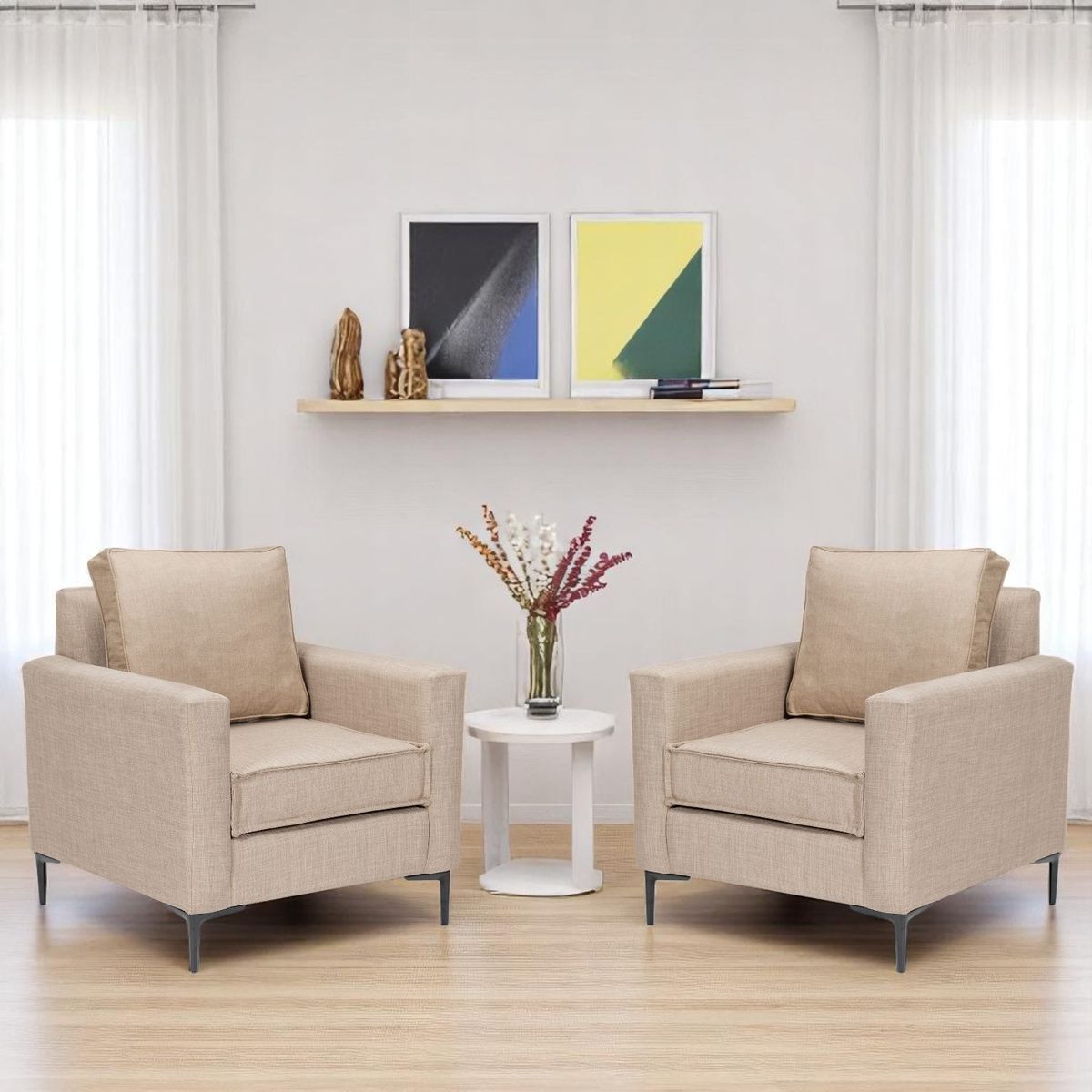 SITIAL HOME - Juego de sofas tipo poltrona  Arthur Beige con resortes pocket.