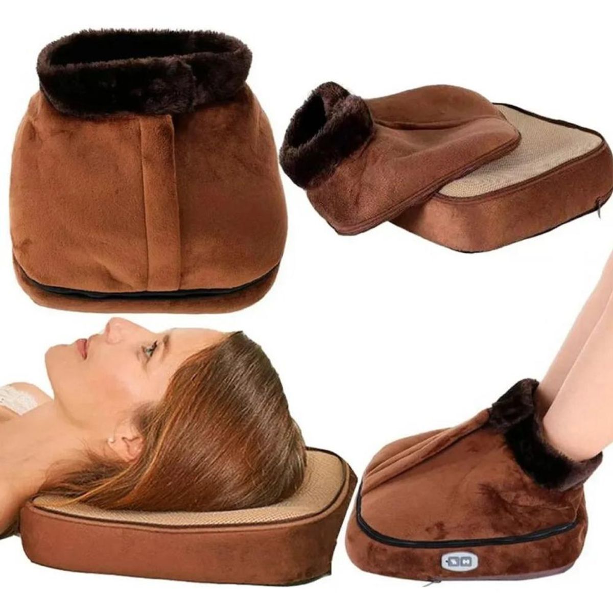 GENERICO - Bota Masajeadora Calefactora Eléctrica Pies Cuello Abdomen - Café