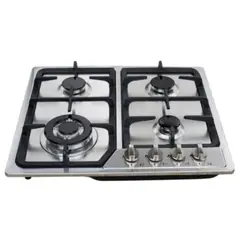 TEBISA - Encimera de gas de acero inoxidable de 4 quemadores