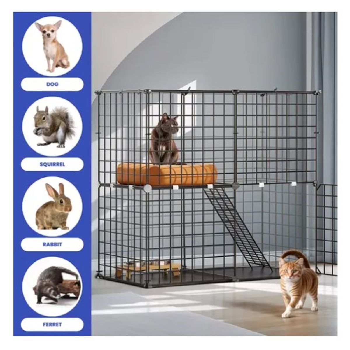 ESHOPANGIE - Jaula Corral Armable De 2 Niveles Para Mascotas Pequeñas