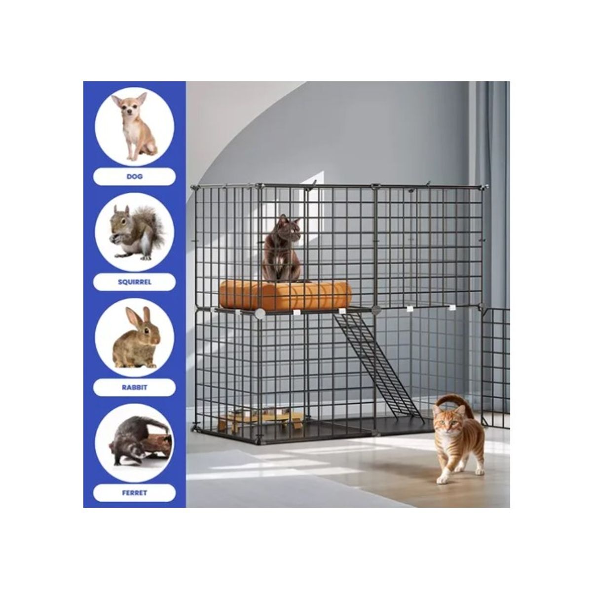 ESHOPANGIE - Jaula Corral Armable De 2 Niveles Para Mascotas Pequeñas