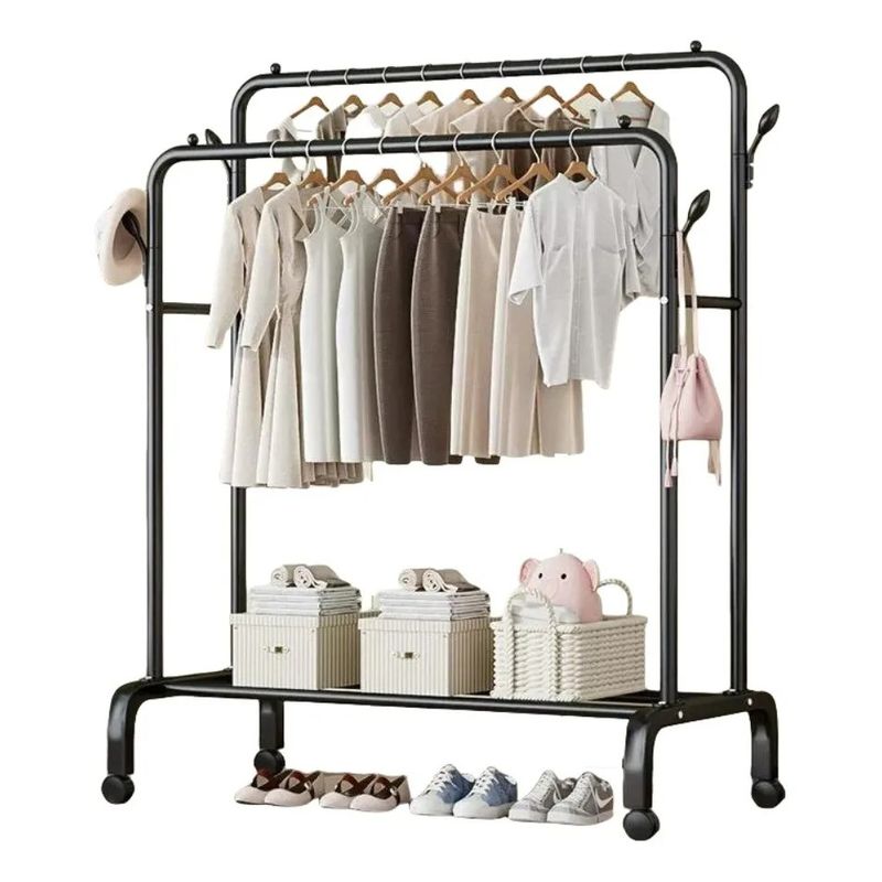 MUNDO MAGIA - Perchero Ropa Metalico Doble Organizador Closet Zapatero
