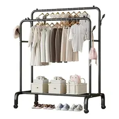 MUNDO MAGIA - Perchero Ropa Metalico Doble Organizador Closet Zapatero