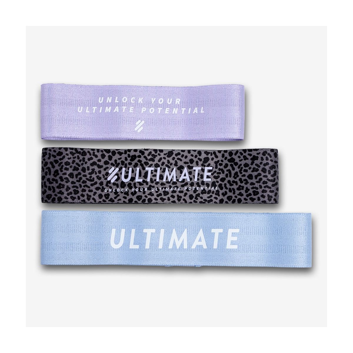 ULTIMATE FITNESS - ULTIMATE PACK ELASTIC MORADO - NEGRO - CELESTE