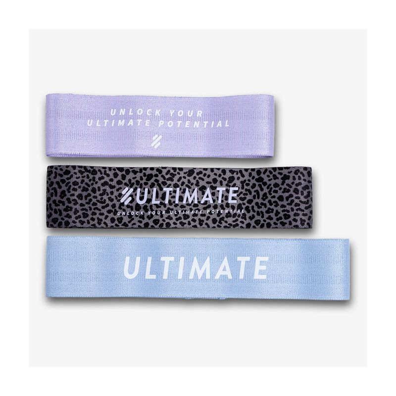 ULTIMATE FITNESS - ULTIMATE PACK ELASTIC MORADO - NEGRO - CELESTE