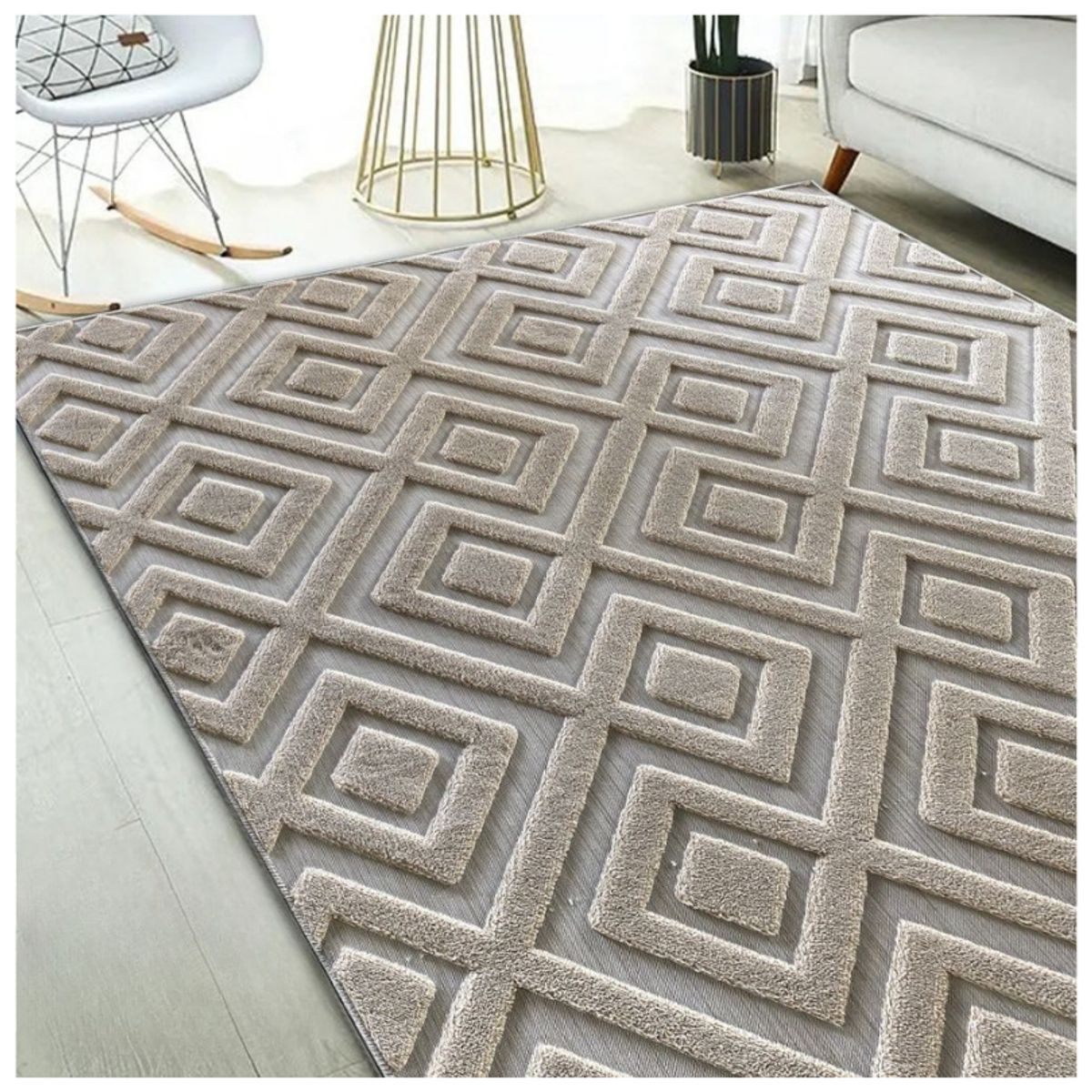 GENERICO - Alfombra Rectangular Jacquard Aterciopeladas Moderno 200x160cm