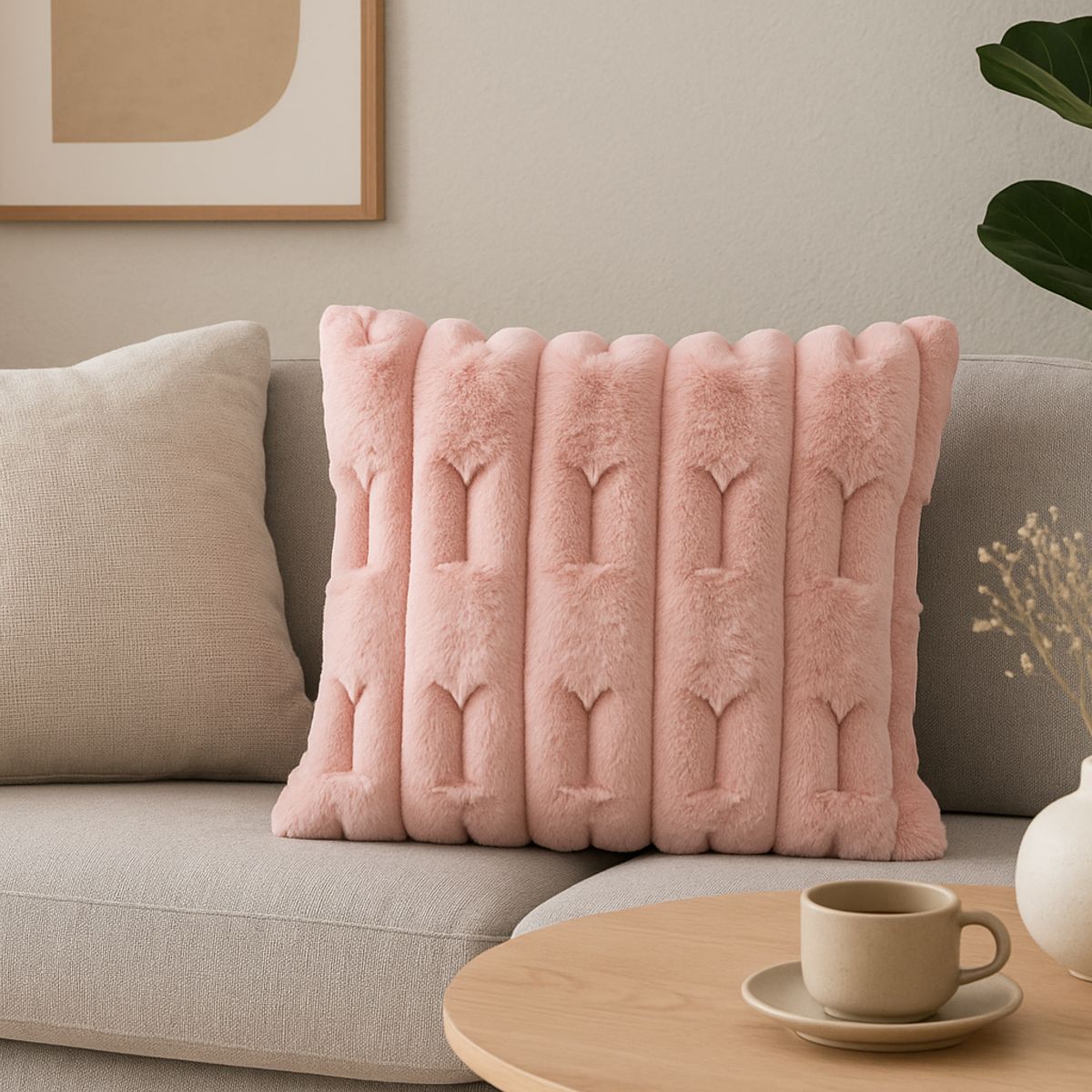 ALTERNATIVE - Funda De Cojin 45x45 Cm Rosa Con Textura Acolchada 448