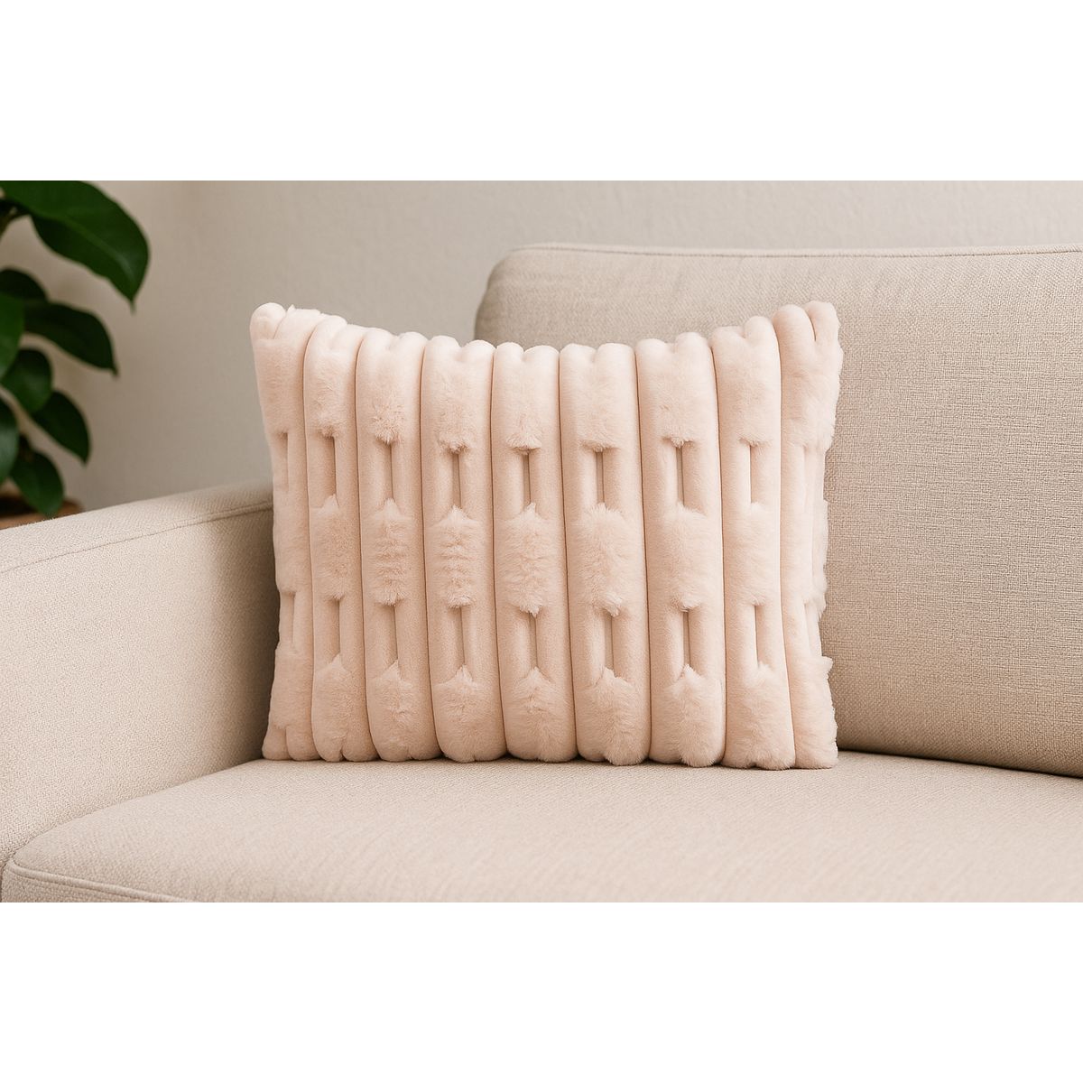 ALTERNATIVE - Funda De Cojin 45x45 Cm Beige Con Textura Acolchada 448