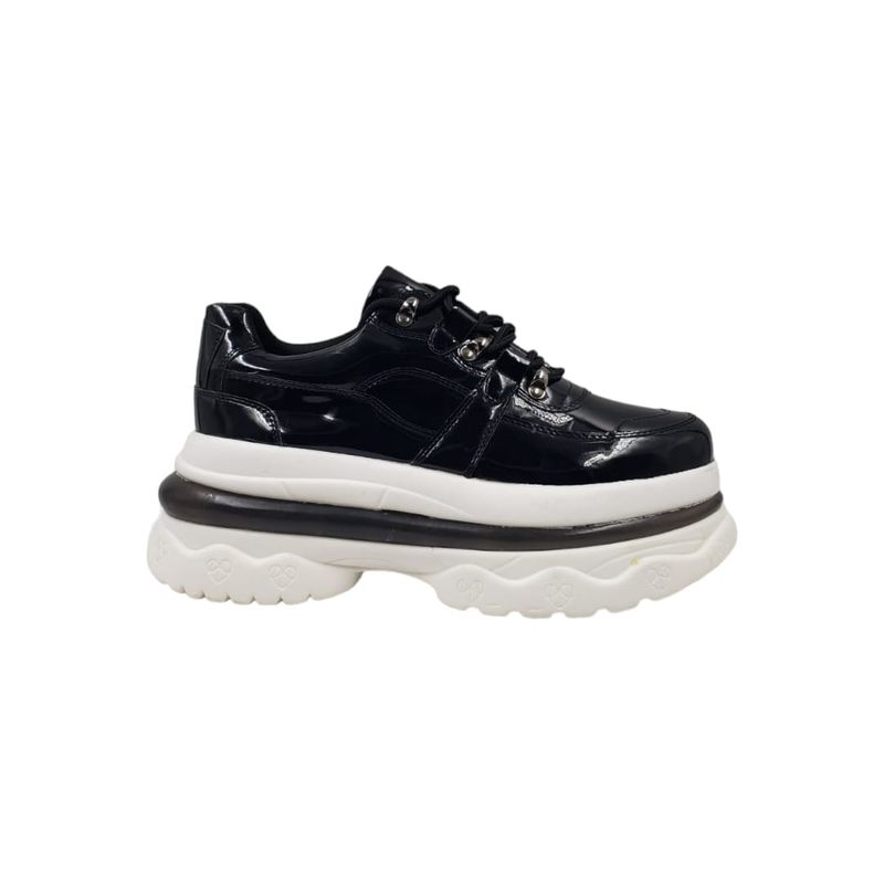 HERIEL - Zapatilla Negra Charol Plataforma Mujer