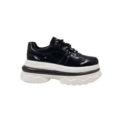 HERIEL - Zapatilla Negra Charol Plataforma Mujer