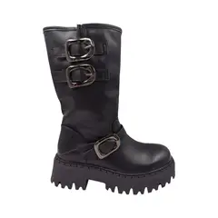 HERIEL - Bota Negra Plataforma Mujer