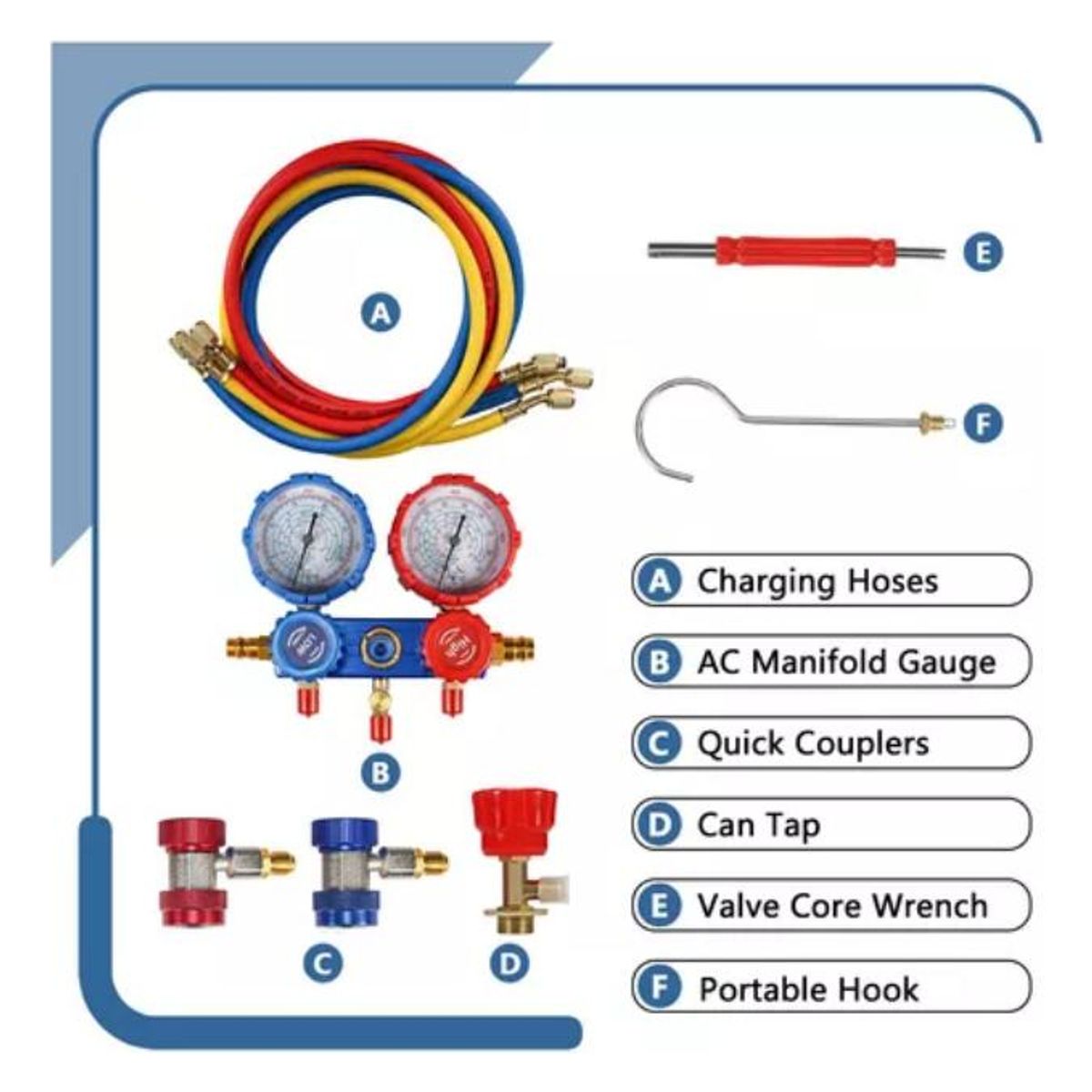 QUICK - Auto R134a Aire Acondicionado Manifold Set De Manómetro